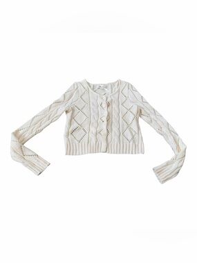 Aeropostale Women’s Crop Cardigan Sweater, Ivory Cream, Size Medium, NEW